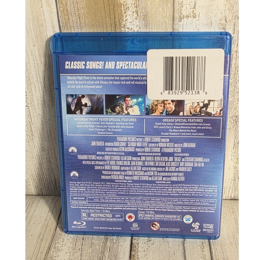 Grease Saturday Night Fever Blu-ray Double Feature John Travolta 2-Disc Set 1080 - Picture 4 of 6
